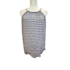 GAP NWT HALTER TOP BLUE GEOMETRIC DESIGN LIGHTWEIGHT WOMENS SIZE LARGE